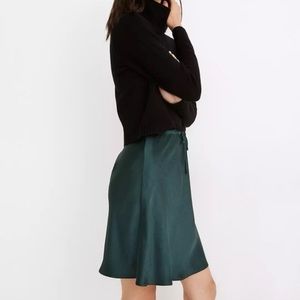 Madewell silky slip skirt in emerald green